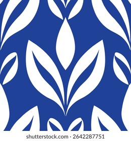 Abstract blue and white floral leaf pattern design