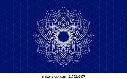 abstract blue white flower, network image, geometric texture background, scientific technology, engineering concept