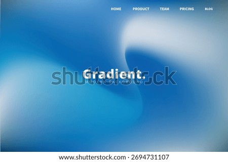 Abstract blue and white fluid gradient background with the word gradient in the center, perfect for web design and digital art