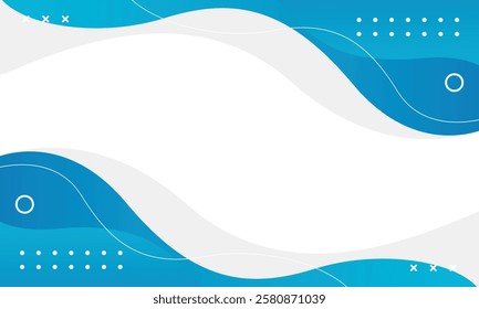 Abstract blue and white fluid wave background with geometric shapes. Modern dynamic wallpaper. Template banner background for sales, business, ads, events, web and pages