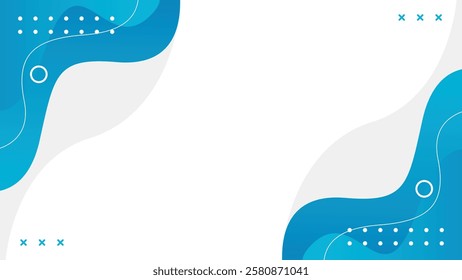 Abstract blue and white fluid wave background with geometric shapes. Modern dynamic wallpaper. Template banner background for sales, business, ads, events, web and pages