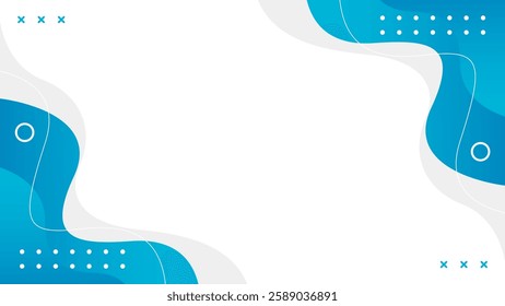 Abstract blue and white fluid wave background with geometric shapes. Modern dynamic wallpaper. Template banner background for sales, business, ads, events, web and pages