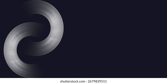 Abstract Blue and White Geometric Circle Line Background Modern Futuristic Digital Technology Concept Vector Illustration.