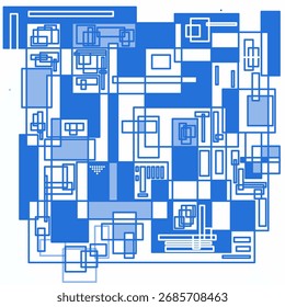 colección geométrica Abstractas, azul y blanca, variaciones de diseño de varias Formas como cuadrados y rectángulos