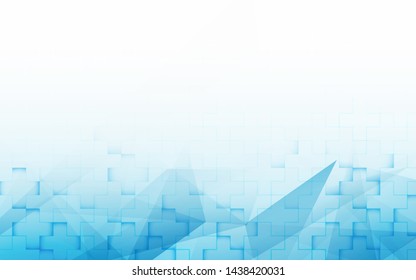 Abstract blue and white geometric gradient with medical cross background. Science and medicine concept