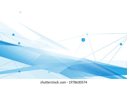 Abstract blue and white geometric overlap with lines connection futuristic technology digital hi tech background. Vector illustration
