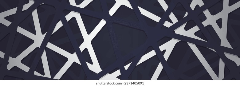 Abstract blue and white gradiant lines on dark background. Geometric stripe line art design. Modern luxury template. Suit for presentation, banner, cover, web, flyer, poster, brochure. 