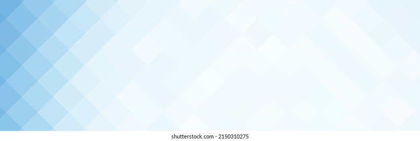 Abstract Blue And White Gradient Diagonal Square Mosaic Banner Background. Vector Illustration.