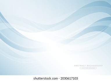 Abstract blue and white gradient wave background with light curve lines. Modern simple wave vector elements. Futuristic technology concept. Vector illustration