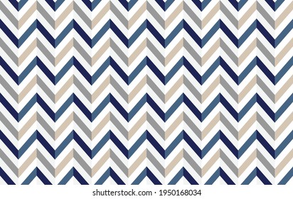 Abstract blue, white and gray Zigzag seamless pattern  vector illustration.Seamless pattern for home decor ideas. Vector illustration