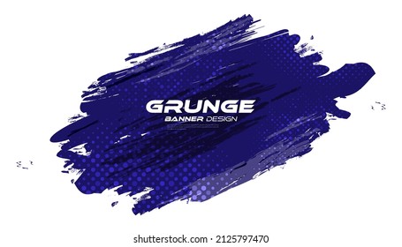 Abstract Blue and White Grunge Background with Halftone Style. Brush Stroke Illustration for Banner, Poster. Sports Background. Scratch and Texture Elements For Design