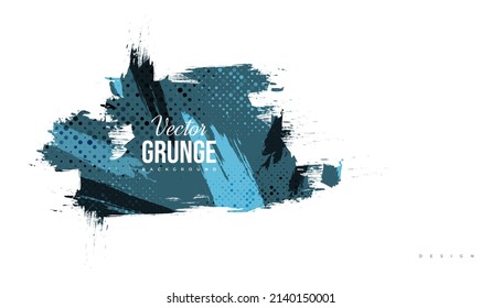 Abstract Blue and White Grunge Background with Halftone Style. Brush Stroke Illustration for Banner, Poster. Sports Background. Scratch and Texture Elements For Design