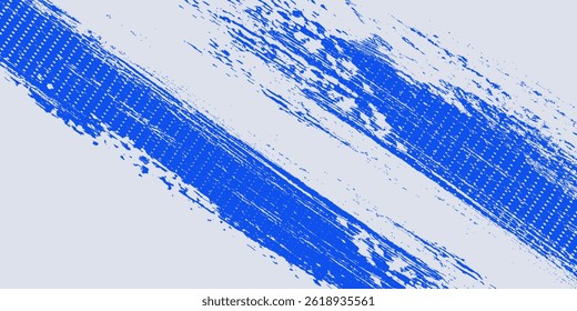 Abstract Blue and White Grunge Background with Halftone Style. Brush Stroke Illustration for Banner, Poster or Sports.