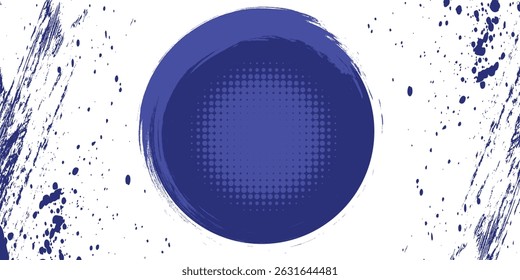 Abstract Blue and White Grunge Background with Halftone Style. Brush Stroke Illustration for Banner, Poster, or Sports