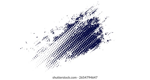 Abstractas fondo de grunge azul y blanco con estilo de semitono. Ilustración de trazo de pincel para Anuncio, póster o deportes. Elementos de rasguño y textura para el diseño