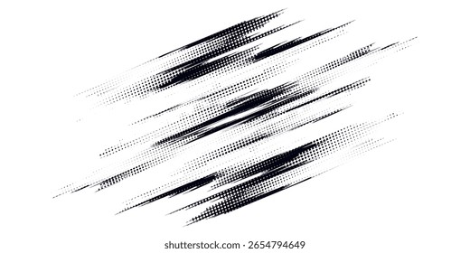 Abstractas fondo de grunge azul y blanco con estilo de semitono. Ilustración de trazo de pincel para Anuncio, póster o deportes. Elementos de rasguño y textura para el diseño