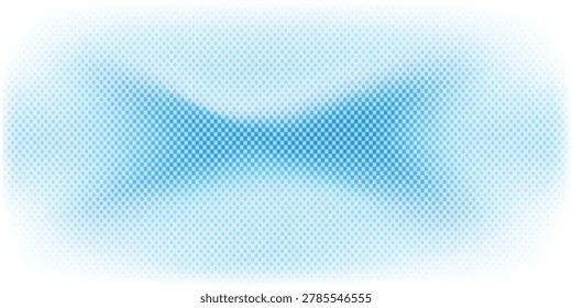 Abstract blue and white halftone background with dot pattern texture. Modern minimalist retro pop art design featuring soft cyan color gradients and faded vignette edges.