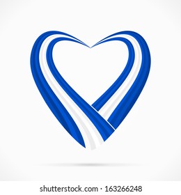 Abstract blue white blue heart ribbon flag 