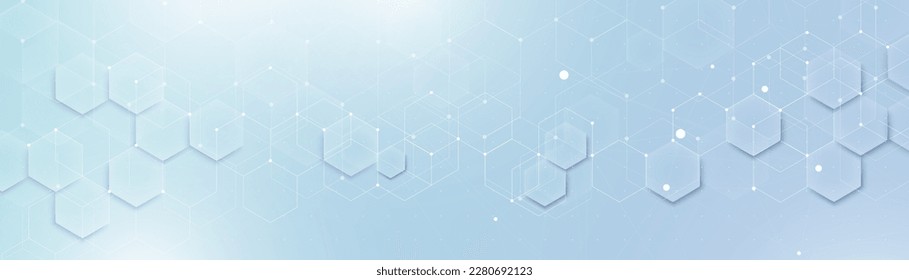 Abstract blue and white hexagon background. Science, and healthcare with a Futuristic, digital, and technology concept background. Vector illustration