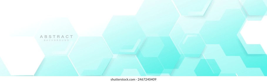 Abstract blue and white hexagon background. Futuristic digital hi-technology banner. Healthcare background. Vector
