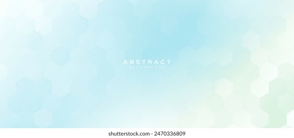 Abstract blue and white hexagon background. Futuristic digital hi-technology banner. Healthcare background. Vector