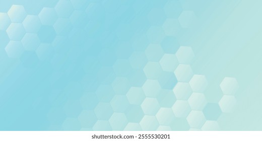 Abstract blue and white hexagon background. Futuristic digital hi-technology banner. Healthcare background.