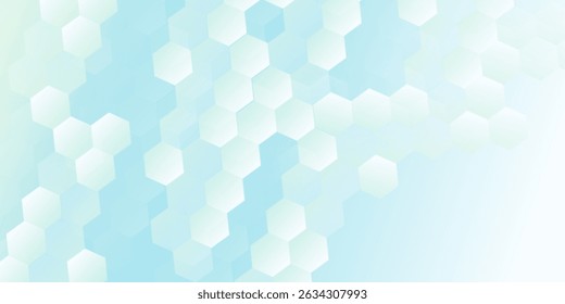 Fundo de hexágono azul e branco abstrato. Banner futurista de alta tecnologia digital. Histórico de saúde. Vetor