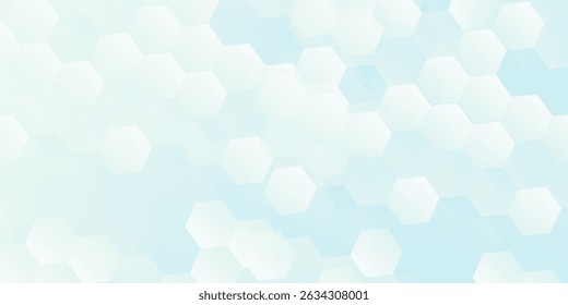 Abstract blue and white hexagon background. Futuristic digital hi-technology banner. Healthcare background. Vector