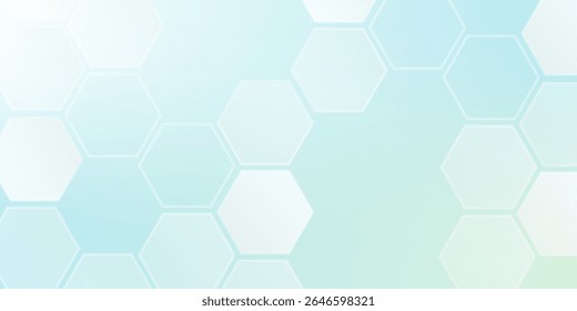 Abstract blue and white hexagon background. Futuristic digital hi-technology banner. Healthcare background. Vector