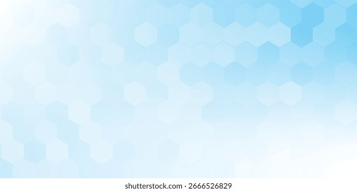 Abstrakter, blau-weißer sechseckiger Hintergrund. Futuristisches digitales Hightech-Banner. Hintergrund Gesundheitswesen. Vektorgrafik