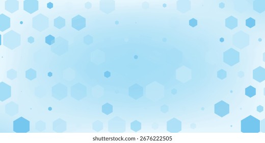Abstract blue and white hexagon background. Futuristic digital hi-technology banner. Healthcare background. Vector