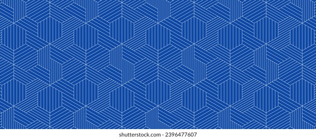 hexágono blanco azul abstracto, fondo de textura geométrica, patrón de polígono rayado, concepto de estilo retro