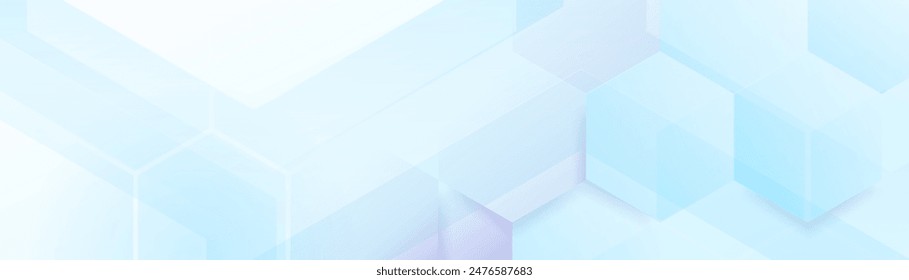 Abstract blue and white hexagon geometric background. Futuristic digital high-technology banner. Healthcare background. Vector illustration