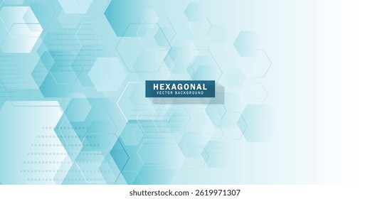 Abstract blue and white hexagons repeating and futuristic technology concept background
