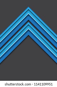 Abstract blue white line arrow 3D on gray blank design modern futuristic background vector illustration.