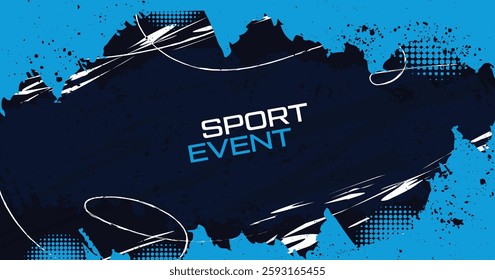 Abstract Blue and White Lines Background Brush Texture and Halftone Effect. Grunge Sport Background, for Banner or Poster Design Elements