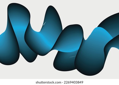Abstract blue and white lines on a black background. Line art. Vector illustration. Colorful shiny wave with lines created using blend tool. Curved wavy line,smooth stripe.Design element.