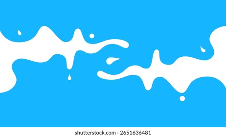 Abstract Blue and White Liquid Splash Background. Minimalist abstract background with flowing white liquid splash on a bright blue backdrop.