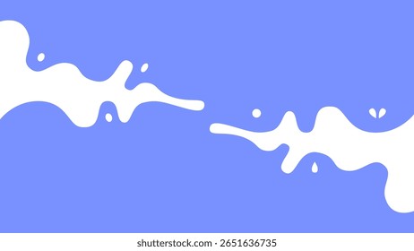 Abstract Blue and White Liquid Splash Background. Minimalist abstract background with flowing white liquid splash on a bright blue backdrop. vector illustration