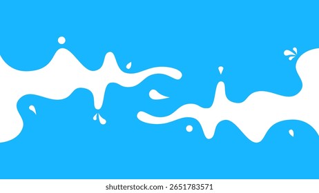 Abstract Blue and White Liquid Splash Background. Minimalist abstract background with flowing white liquid splash on a bright blue backdrop. vector illustration.