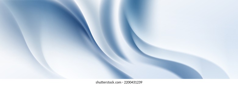 Abstract blue white luxury fabric wave background and copy space  Smooth liquid wave  Elegant shiny silk satin texture  Suit for wallpaper  cover  header  desktop  web  flyer  Vector illustration