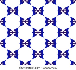 Abstract blue and white modern shape background for design, porcelain, chinaware, ceramic tile, ceiling, texture, wall, paper and fabric, vector illustration, Cute bow pattern seamless