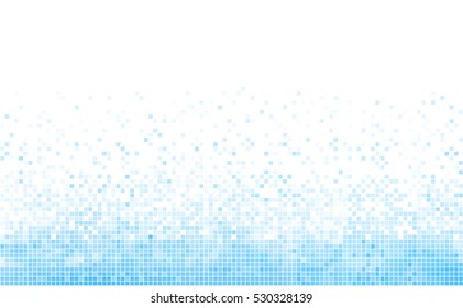 Abstract blue and white mosaic background. Bright winter backdrop with copy space.