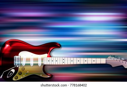 abstract blue white music background with electric guitar