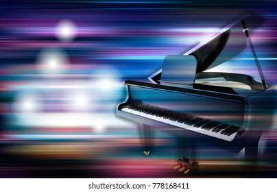 abstract blue white music background with grand piano