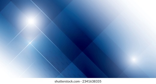 Resumen de luz de neón azul y blanca sobre fondo azul oscuro con forma rectangular. Ilustración vectorial.