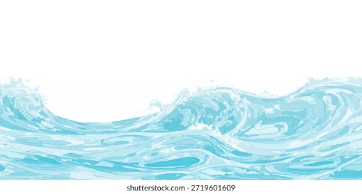 "Abstract blue and white ocean wave texture with aqua and teal hues. Perfect for creative web banner designs and professional branding materials."
