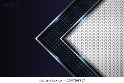 Abstract blue and white overlapping layers background a combination with silver texture line decoration. Luxury and premium concept vector design template for use element modern cover, banner, card