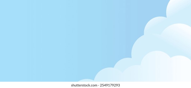 Abstract blue and white paper cut background with clouds for modern design