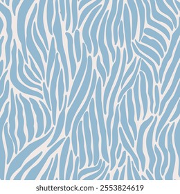 Abstract blue and white pattern resembling organic shapes and flowing lines. The design creates a soothing visual texture, perfect for backgrounds, textiles, and modern art applications